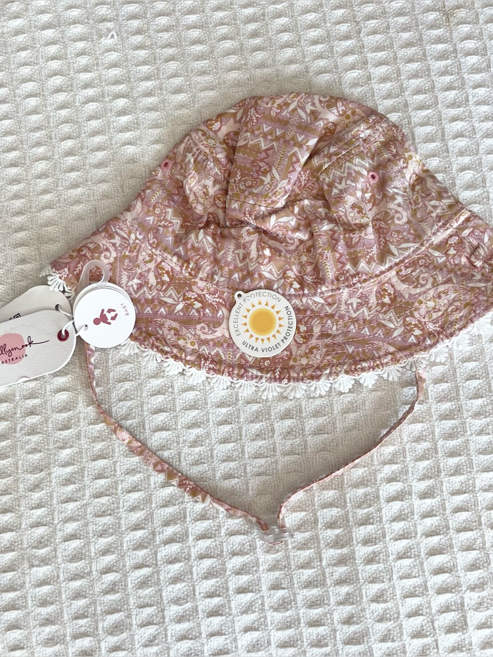 Millymook Pink Paisley Sun Hat with Lace Trim